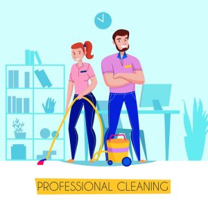 professional-cleaning-service-flat-advertising-poster-with-team-uniform-vacuuming-floor-living-room-illustration_1284-29295